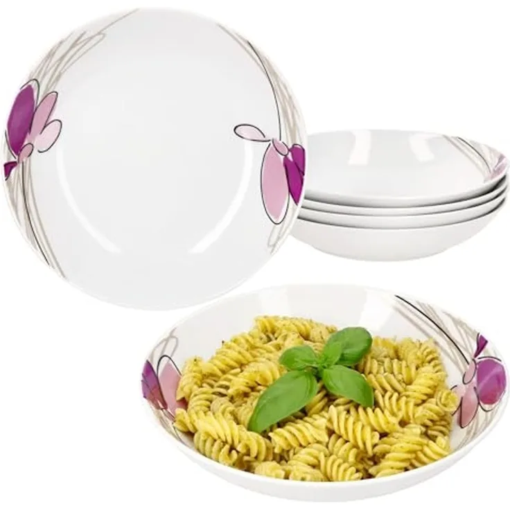 MamboCat Suppenteller 6er Set Viola Suppenteller 450ml Porzellan 6 Personen tiefe Teller