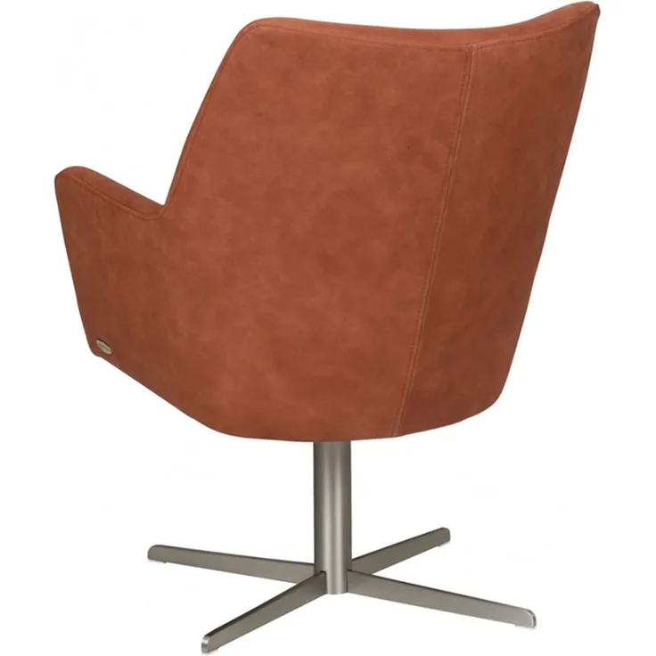 KAWOLA Drehsessel JELIA Sessel Leder cognac Fuß chrome 88 x 67 x 66 cm