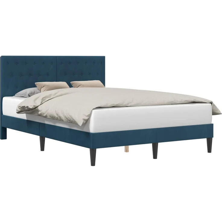 vidaXL Bettrahmen mit Kopfteil Blau 140 x 190 cm Samt 42027666 – Bild 2