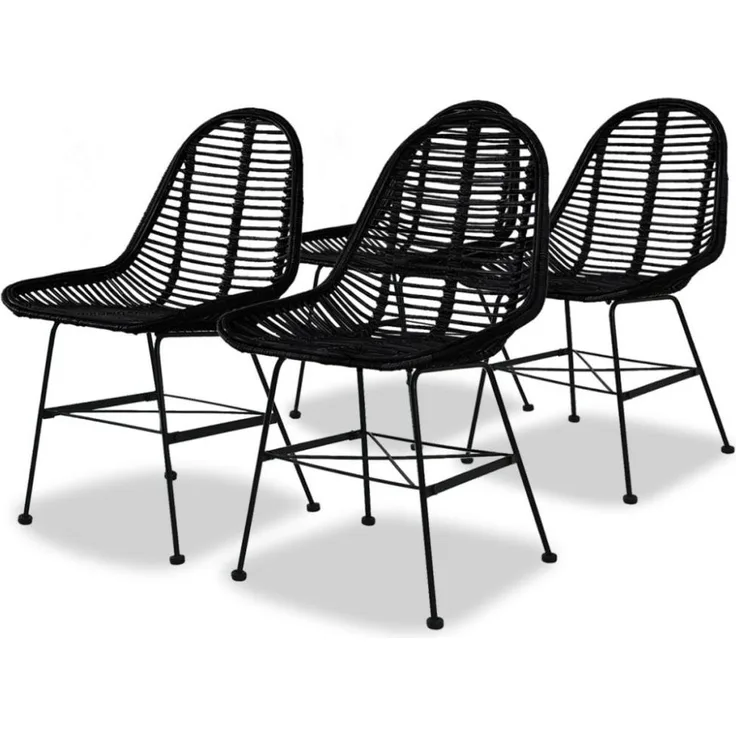 vidaXL Esszimmerstühle 4 Stk. Natur Rattan Schwarz 244572