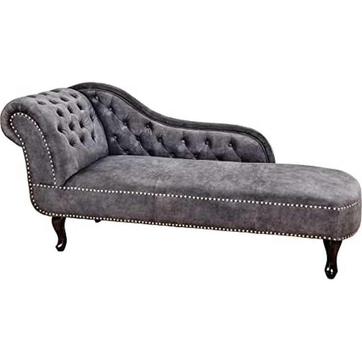 riess-ambiente Recamiere CHESTERFIELD 170cm grau / dunkelbraun, Einzelartikel 1 Teile, Wohnzimmer · Strukturstoff · Chesterfield – Bild 1