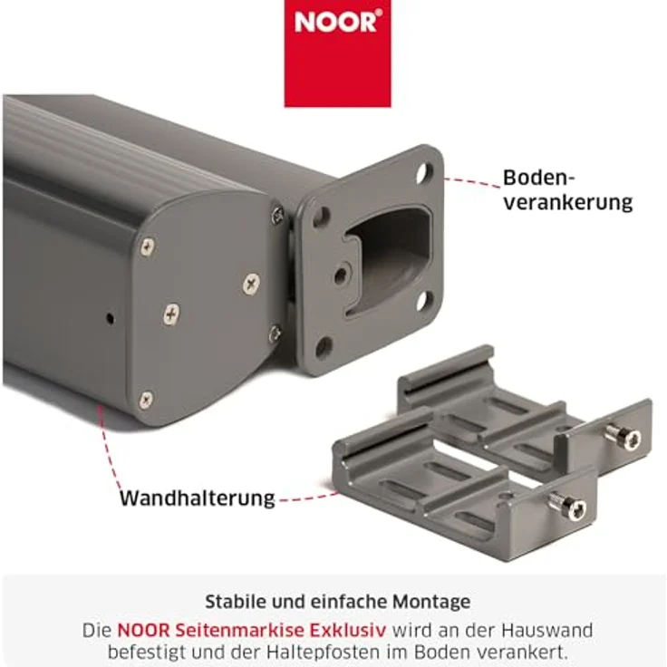 NOOR Seitenmarkise Exklusiv 200x350 cm Anthrazit I Der ideale Sichtschutz für Balkon, Terrasse & Garten I Sonnenschutz/Regenschutz/Windschutz inkl. Befestigungen I Imprägniert und wasserabweisend – Bild 8