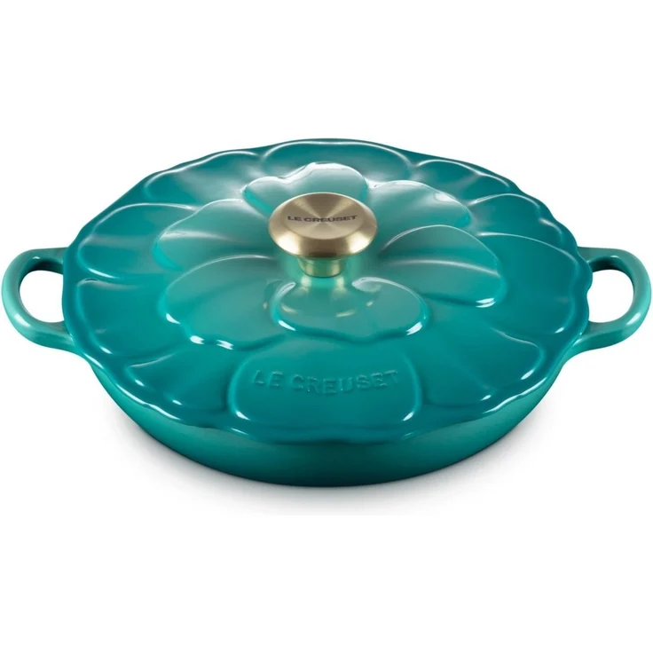 LE CREUSET Kochtopf Signature Gourmet-Profitopf Blume bleu riviera 26cm, Emailliertes Gusseisen – Bild 3