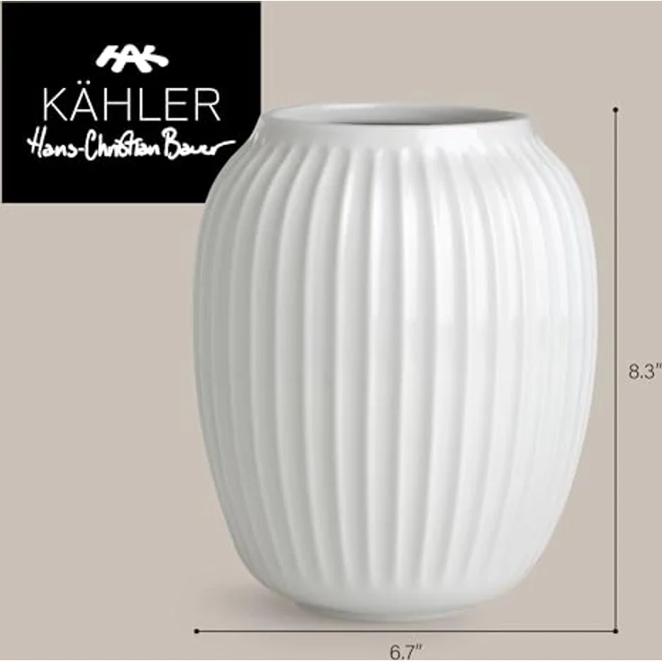 Kähler Hammershøi Vase H21 cm, dänisches Design aus handgefertigter Keramik, weiss – Bild 3