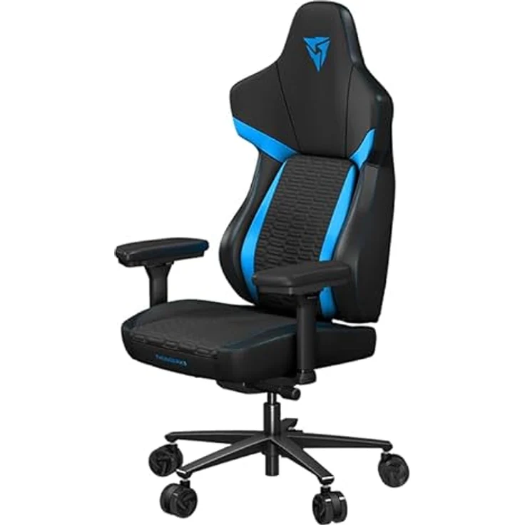 ThunderX3 CORE Racer Gaming-Stuhl, Ergonomisch, SYNC6 Sechsfache Verstellbarkeit, CORED.RDY 360 Technologie, Abnehmbares Kopfstützenkissen, Vielseitige 3-in-1 Fußstütze, Blau – Bild 1