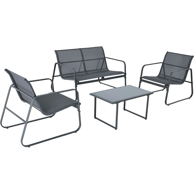 Lounge-Set outdoor MERIDA grau Gartenset Loungemöbel Gartenmöbel