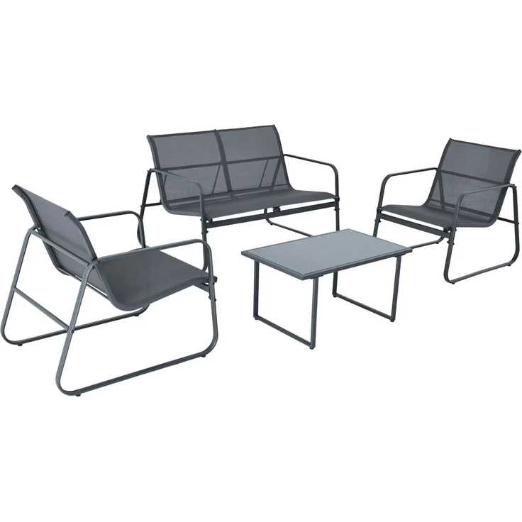 Lounge-Set outdoor MERIDA grau Gartenset Loungemöbel Gartenmöbel