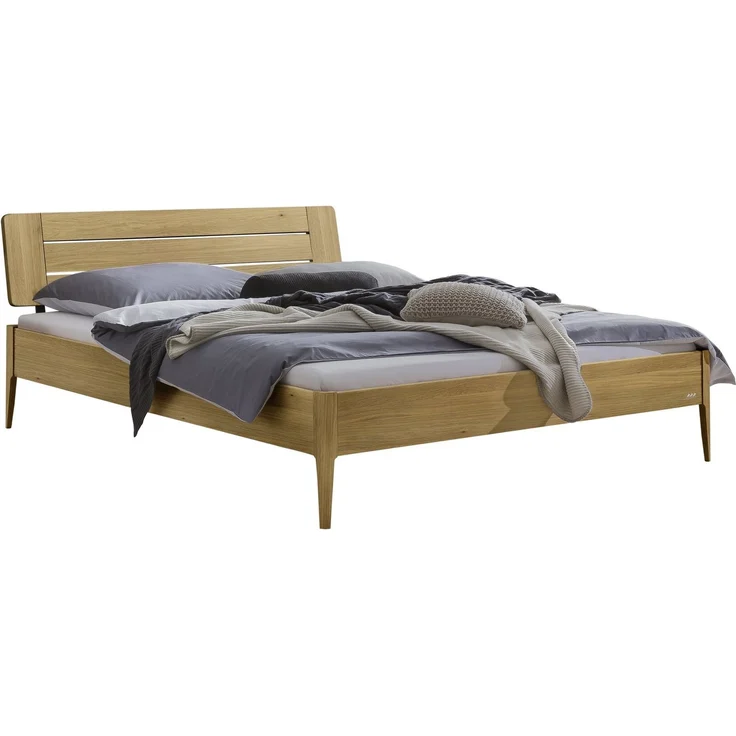 Hasena Massivholzbett Busseto Eiche bright mit Rundfüßen 180x220 cm, Komforthöhe 25 cm – Bild 1