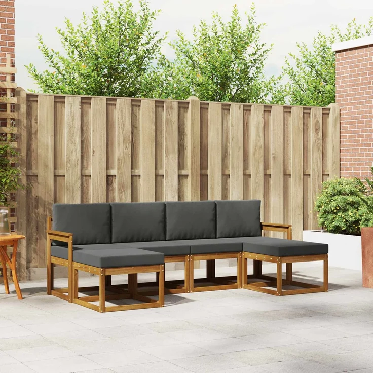 vidaXL Outdoor-Sofagarnitur 6 stk. 6-Sitzer Natur und Anthrazit 3366770 – Bild 1