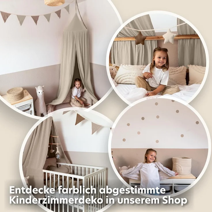 lilimaus Betthimmel Hausbetthimmel Baumwoll Musselin Betthimmel Kinder Hausbett 2er Set, Stilvolle Musselin-Deko für Kinderzimmer, ideal als Geschenkidee – Bild 7