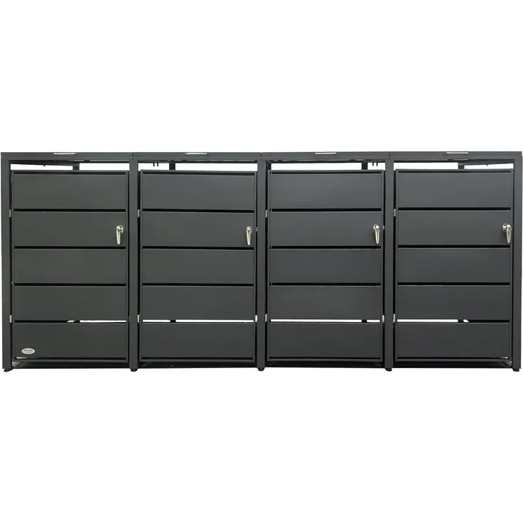 RS Trade Mülltonnenbox Verkleidung 4er, Stahl Anthrazit, 260 x 80 x 116 cm