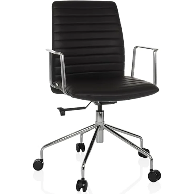 MID.YOU Drehstuhl, Schwarz, Drehstuhl aus Lederlook mit Armlehnen, 58x93 - 101x59 cm – Bild 1