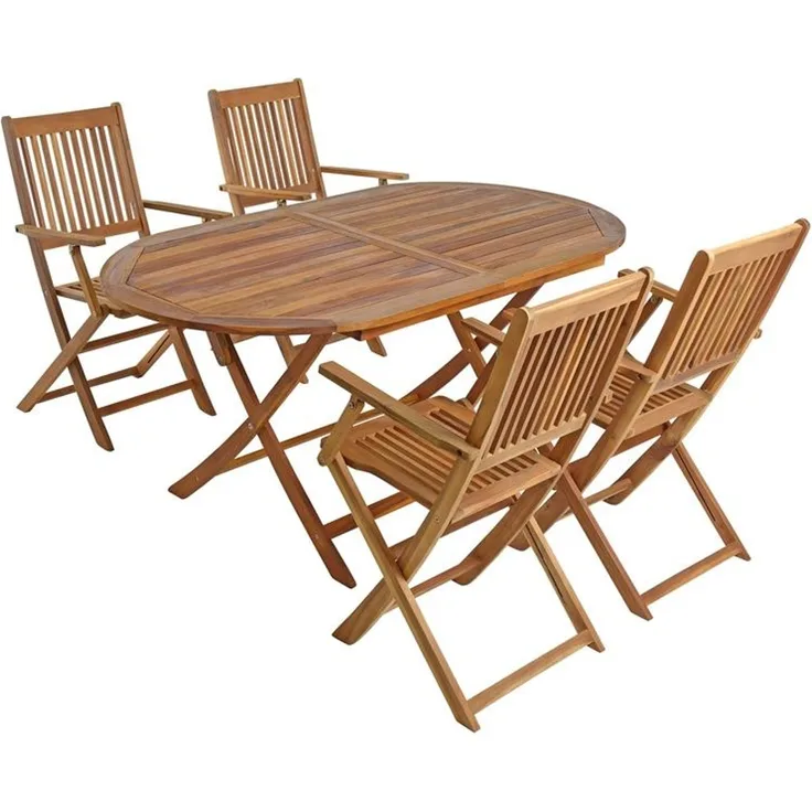 Gartenmöbel Sitzgruppe Gartentisch 4 Stühle mit Armlehnen Gartenset klappbar