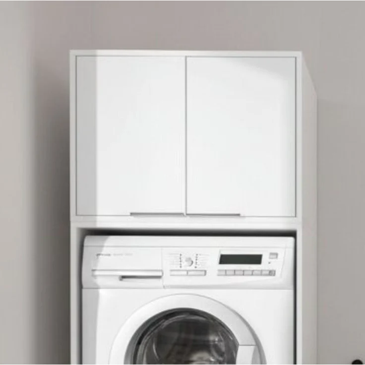 FACKELMANN Waschmaschinen Aufsatzschrank 65 cm breit, Weiß – Bild 2