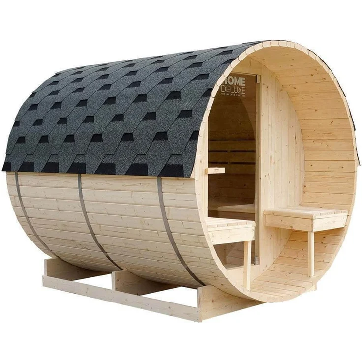 XXL Luxus Outdoor Fasssauna 195x220 cm SET Sauna inkl. 8 KW Saunaofen 4 Pers. – Bild 2