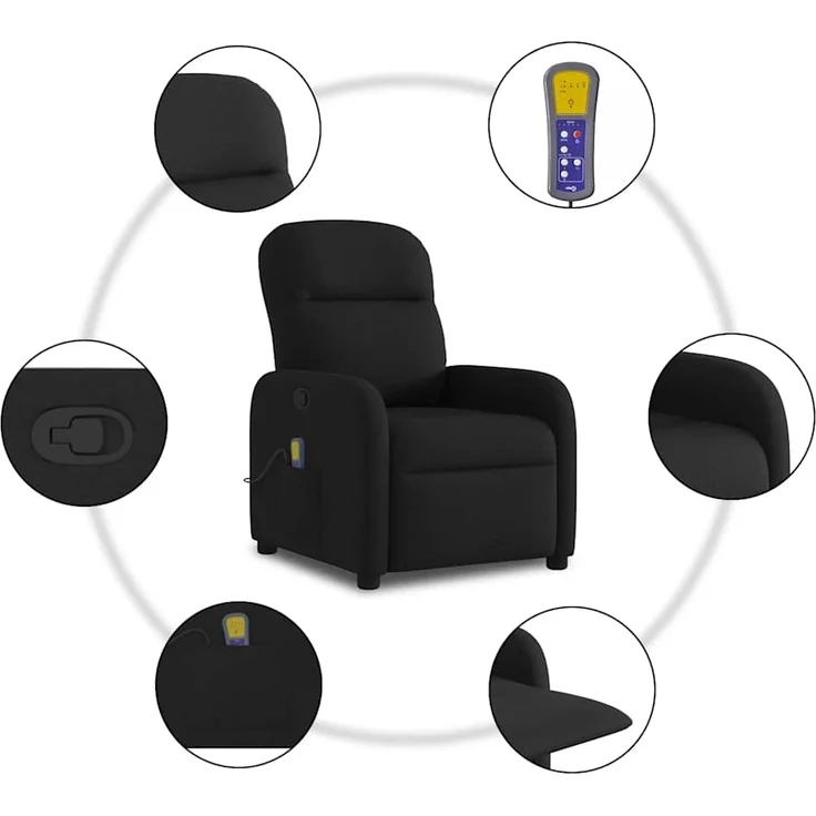 vidaXL Massagesessel Schwarz Stoff 4015534 – Bild 7