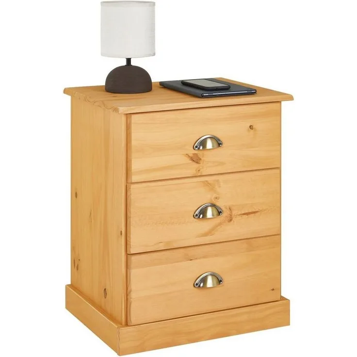 IDIMEX Nachtkommode PARIS, Nachtkommode Nachtkästchen Nachttisch Kiefer massiv 3 Schubladen gebei