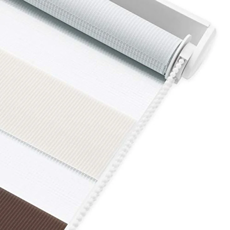 Deswell Doppelrollo Klemmfix ohne Bohren Weiß-beige-braun B60 x H130 cm (Stoffbreite 56cm) Rollos für Fenster ohne Bohren für Fenster mit Lichtdurchlässig & Verdunkelnd/Höhe Stufenlos Verstellbar – Bild 10