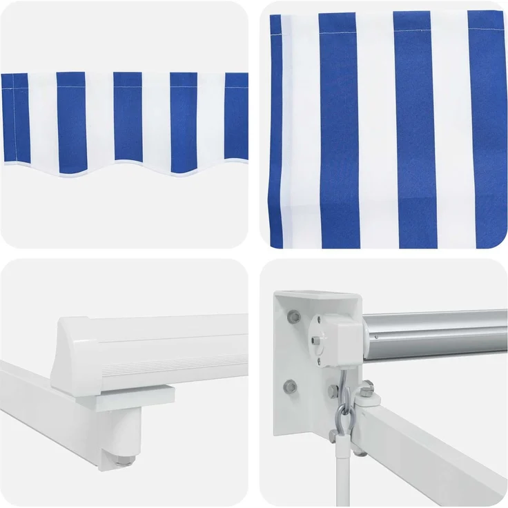 vidaXL Manuelle Gelenkarmmarkise mit LEDs Blau und Weiß 3,5x2,5 m 3419265 – Bild 6