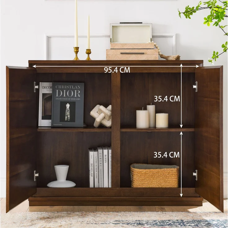 DESVIAE Sideboard Walnuss aus MDF – 99x82,3x23,5 cm – 2 Türen, Steckdosenöffnungen – Bild 9