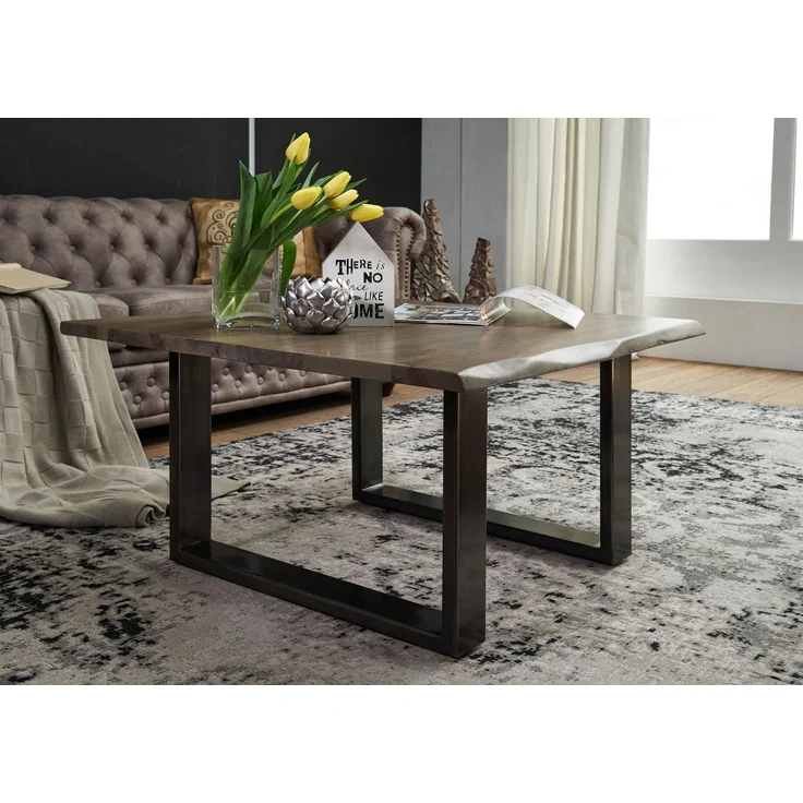 Couchtisch Sheesham 80x80x45 smoked oak lackiert Plattenstärke 2,5cm FREEFORM #0201 – Bild 3
