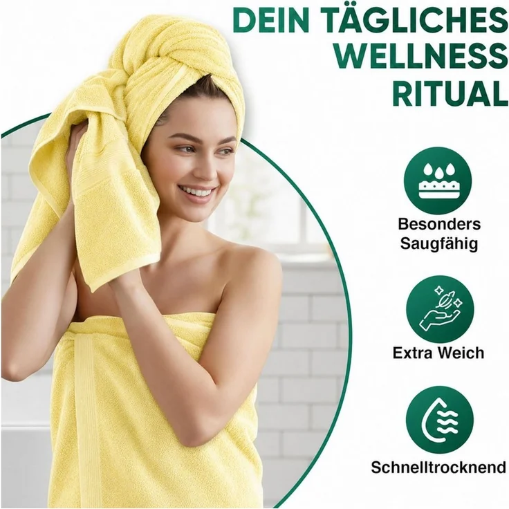leevitex® Duschtücher 2er-Set, 70x140 cm, 100% Baumwolle, saugstark und fusselfrei, Frottee (Set, 2-St), OEKO-TEX® STANDARD 100 zertifiziert, gestreifte Bordüre – Bild 2