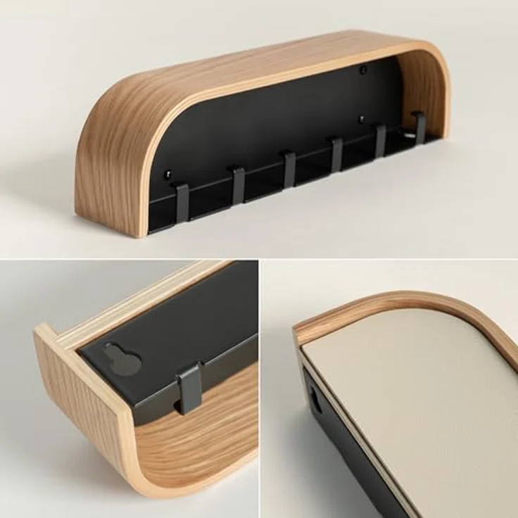Kazai. Schlüsselbrett 'Toke' | Minimalistisches Schlüsselhaken-Design aus Berlin | Moderner Schlüsselhalter mit Ablage aus Holz | Schlüsselregal als Flur Möbel für die Wand | Eiche – Bild 4