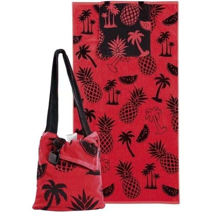 Delindo Lifestyle Strandtuch Strandtuch mit Schultertasche, Frottier (1-St), 2in1 – Bild 4