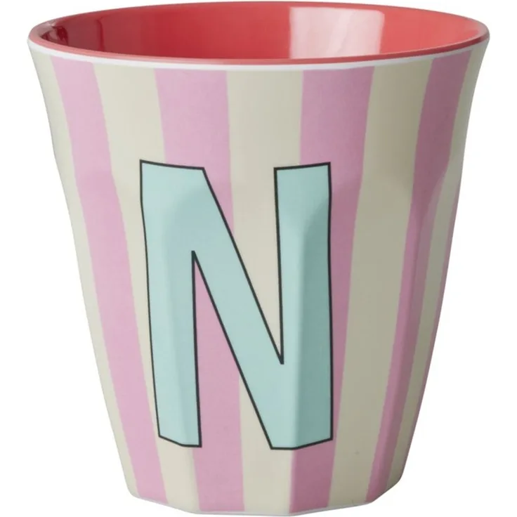 Rice Stripes Melamin Becher Buchstabe N