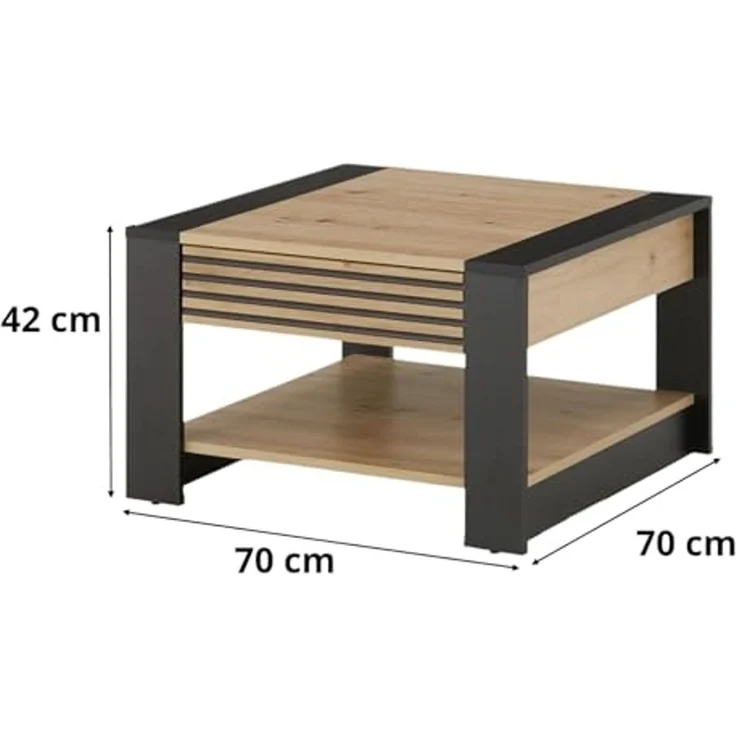 moebel-dich-auf Couchtisch FERRA (Beistelltisch, 1 Schubkasten, Stäbchenoptik), quadratisch 70x70 – Bild 2