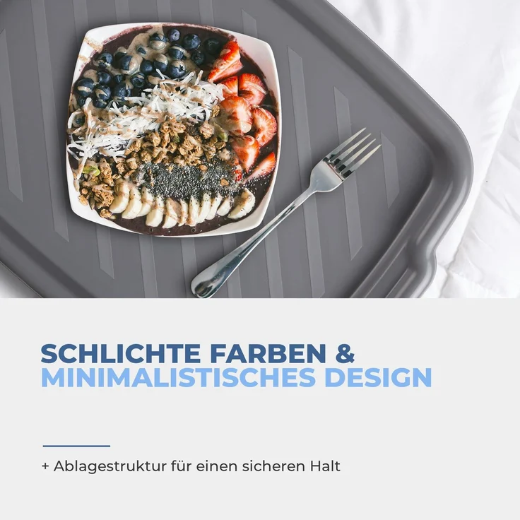 Serviertablett Servierplatte mit Griffen - Frühstückstablett für Kaffee, Tee, Essen - Rechteckig ( Anthrazit ) 45cm x 33cm x 3cm – Bild 6