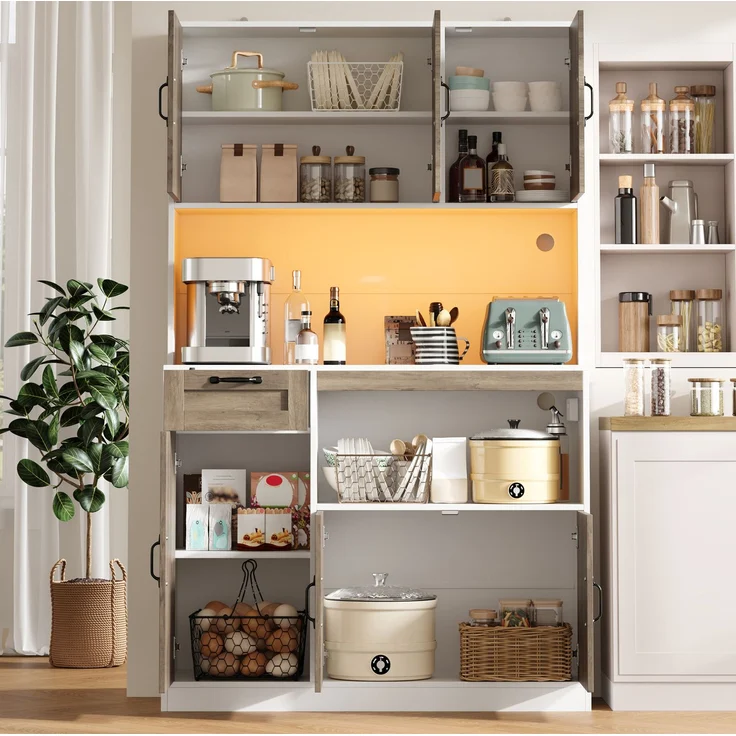 Küchenschrank 110 x 40 x 180 cm mit RGB-LED-Beleuchtung und vielseitigem Stauraum – Bild 1