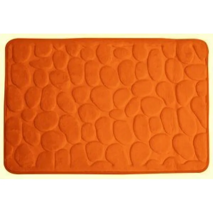 Duschy Badteppich Badematte Deluxe, 60 x 95 cm, orange, rutschfest, waschbar, memory Funktion, flauschig, Steinoptik