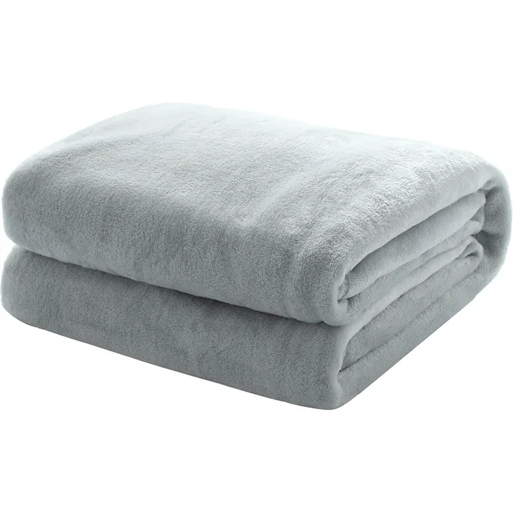 Mixibaby Kuscheldecke Flauschige extra weich & warm Wohndecke Flanell Fleecedecke, Falten beständig/Anti-verfärben als Sofadecke oder Bettüberwurf, Größe:130x150 cm, Farbe:Hellgrau