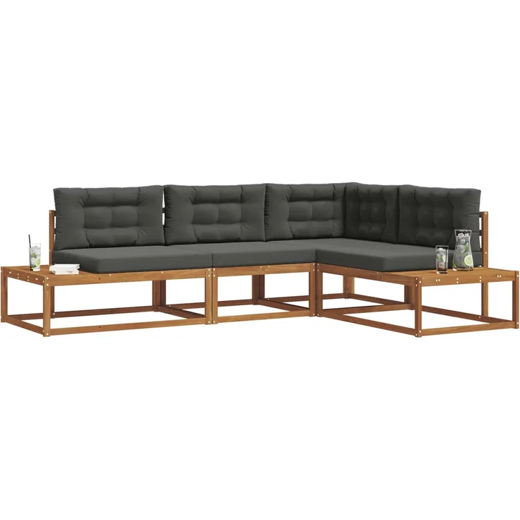 vidaXL Outdoor-Sofagarnitur 4 stk. 4-Sitzer Natur und Anthrazit 3368135 – Bild 3
