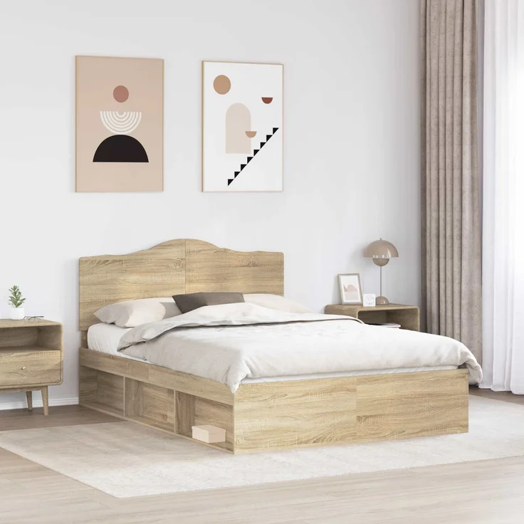 vidaXL Bettrahmen Sonoma 140 x 200 cm Massives Kiefernholz 3413301 – Bild 2