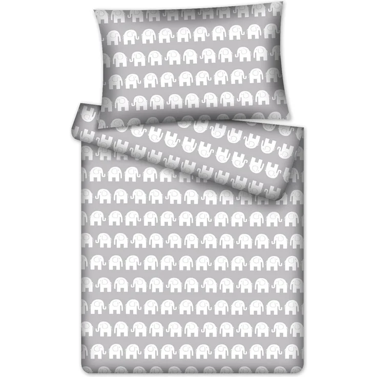 KiGATEX Kinderbettwäsche Kinderbettwäsche Elefanten 100% Baumwolle 40x60 + 100x135 cm – Bild 1
