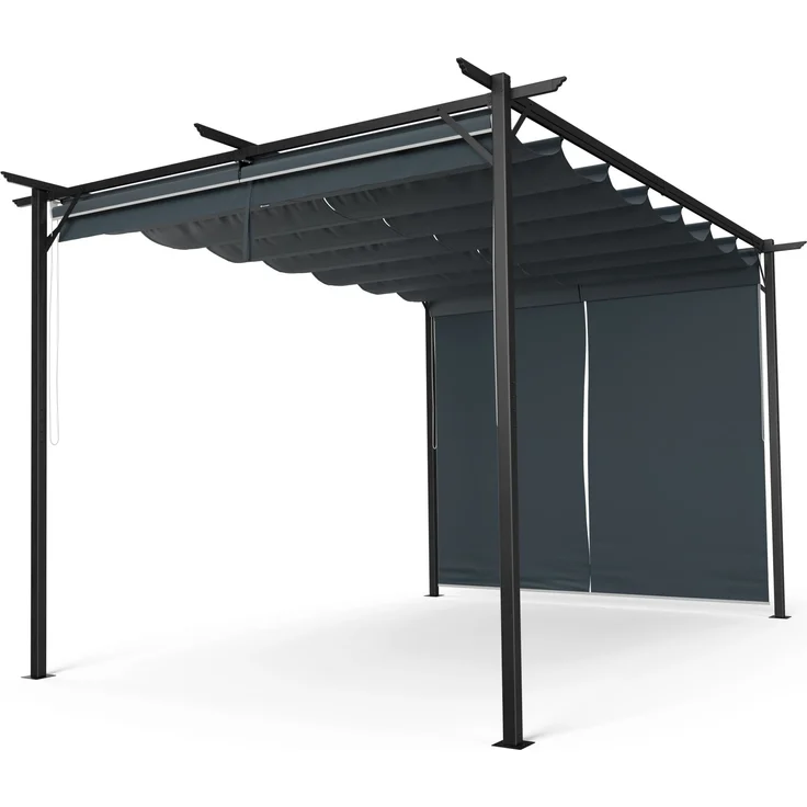 Blumfeldt Pergola 3x4 m, Wetterfestes Polyesterdach & Seitliche Jalousien, Pulverbeschichteter Stahlrahmen, Einfache Montage, Stabil & Winterfest Für Ganzjährigen Einsatz – Bild 1