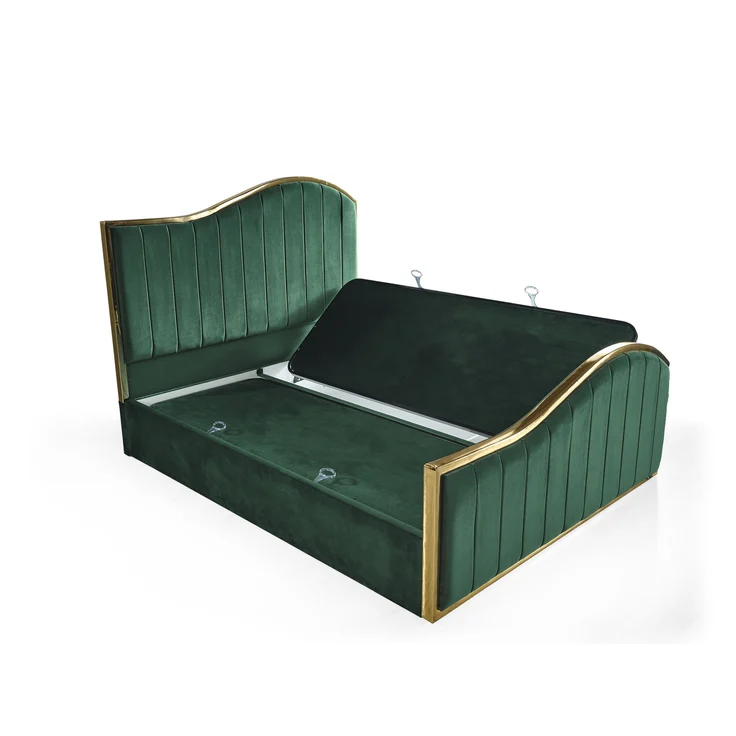 Schlafzimmer-Set "Alia" – Bett mit Bettkasten und Matratze , Bettbank, Nachttisch-Grün – Bild 8