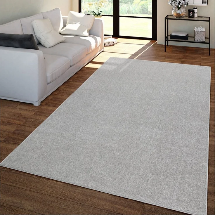 TT Home Teppich Diele, Esszimmer, Flur, Schlafzimmer, Wohnzimmer, Rechteckig, Höhe: 12 mm, Wohnzimmer Teppich Kurflor Unifarbendes Design Modern Und Zeitlos – Bild 1
