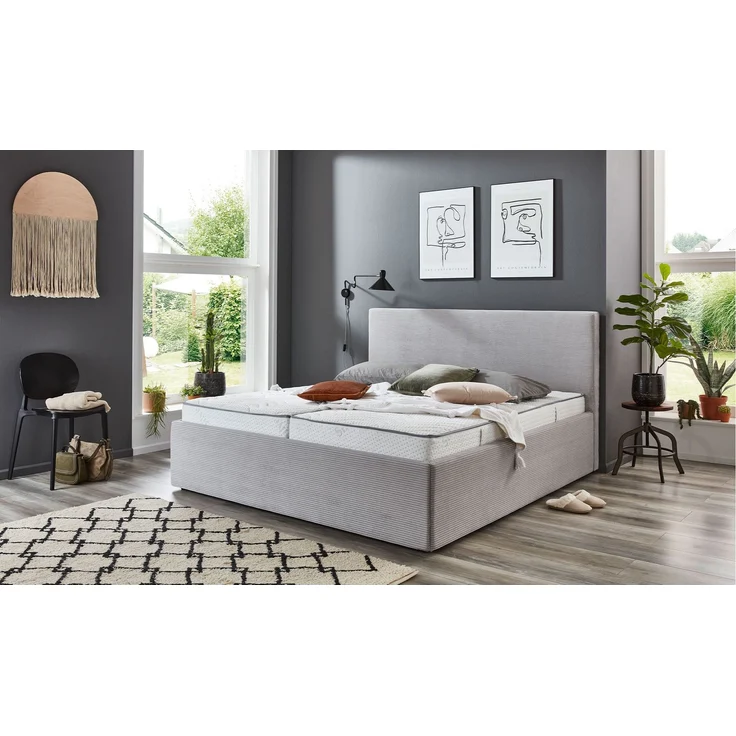 Polsterbett Casper / Calgary PB120, Stoff, Silber, 180 x 110 x 213 cm – Bild 4