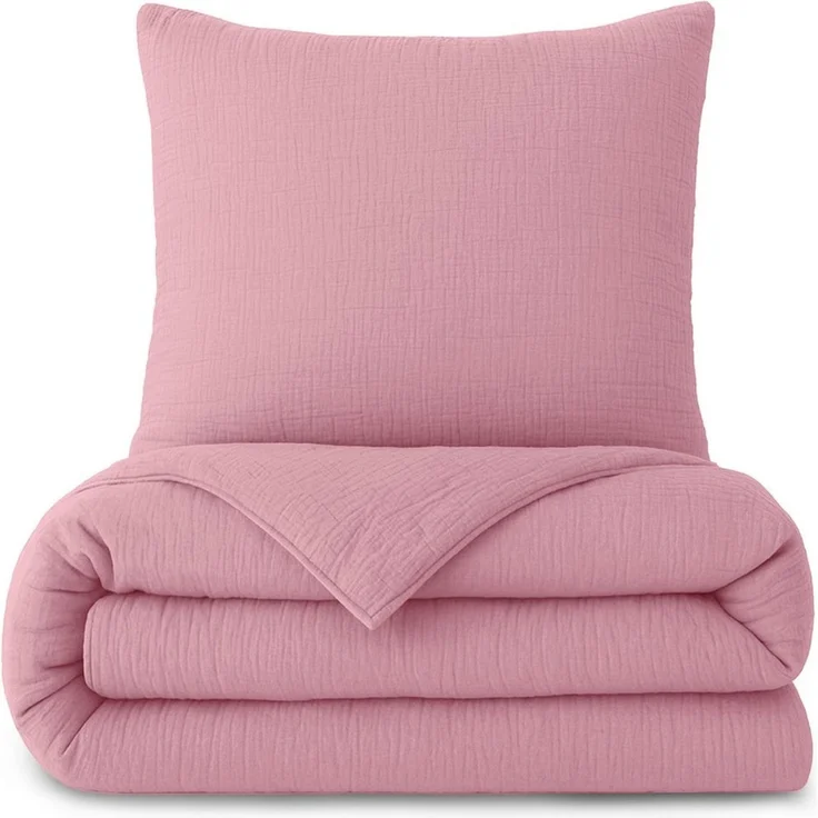 Laynenburg Bettwäsche Musselin aus 100% Baumwolle in 135x200 oder 155x220 cm, atmungsaktiv & bügelfrei – 2 lagig mit Reißverschluss & Haltebändern – Bild 1