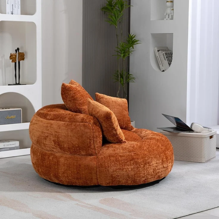 Couch Boneless Lounger Sitzsack Chenille 3 Kissen Orange – Bild 3