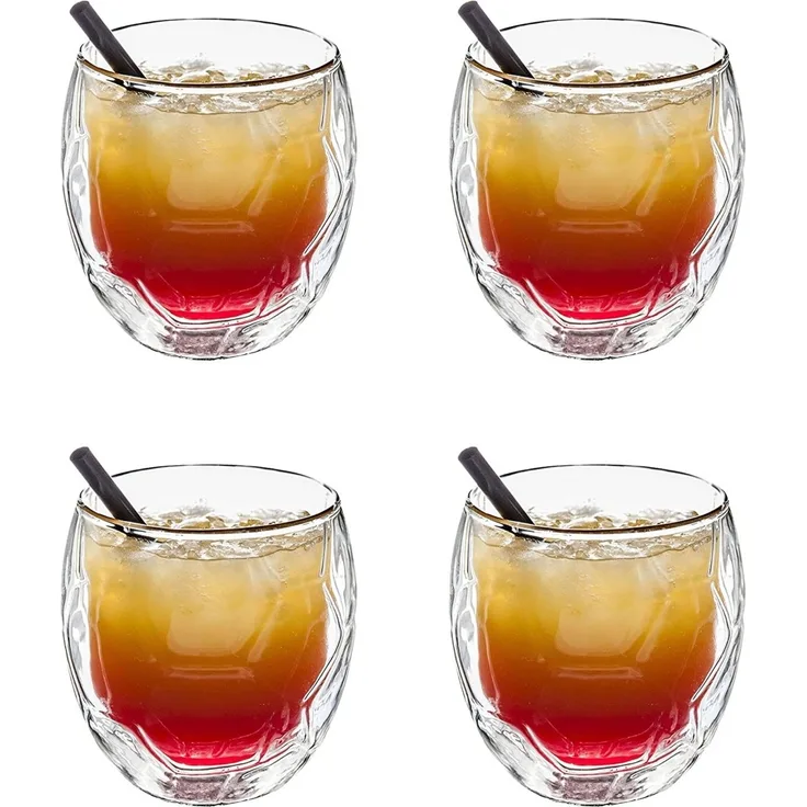 4x Cocktailglas Trinkglas Fußball 350ml Thermoglas Doppelwandig Schwebeefekt
