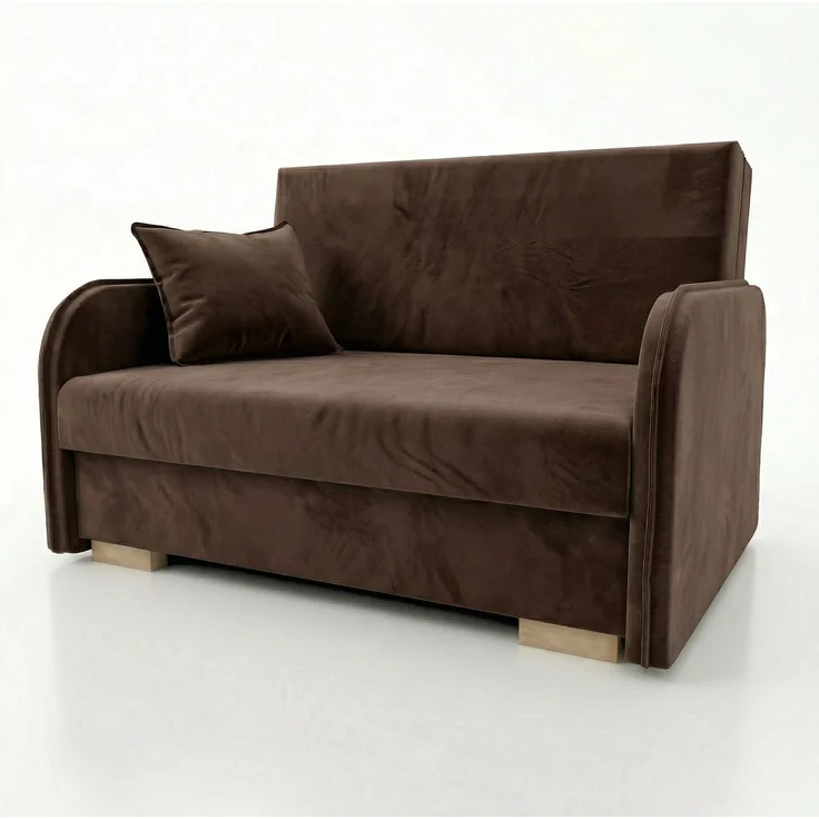 Wohnero 24 Goldi 2 Premium Schlafsofa 124x100 cm mit Schlaffunktion & Bettkasten – 113x195 cm Liegefläche, Hochwertiges Sofa Braun – Bild 2