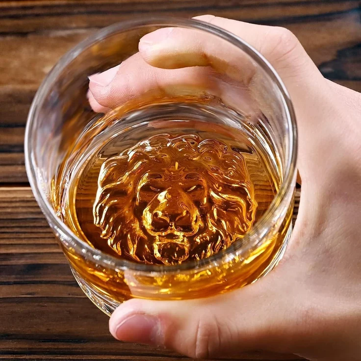 Whisky Gläser Löwenmuster Tumbler Set Rum Gläser 300ml 2er Pack – Bild 3