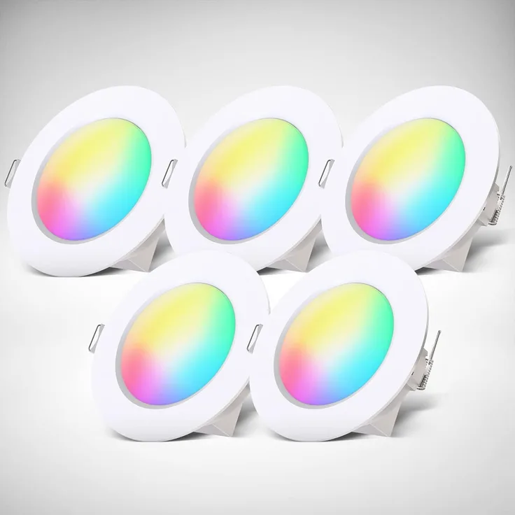 LED RGBW Einbauspots Badezimmer Einbaustrahler dimmbar Fernbedienung 5x SET IP44
