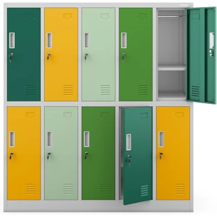 Jan Nowak Schließfachschrank Metall 10 Fächer Schulschrank 150x136x45 cm | Wertfachschrank, Garderobenschrank, Stahlspind abschließbar, pulverbeschichtet, für Schule, Kindergarten, Umkleide – Bild 7