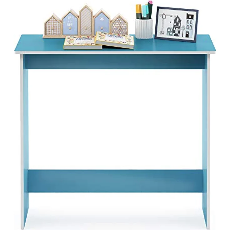 Furinno Simplistic Schreibtisch, Computertisch, PC-Tisch, Bürotisch, Holz, Hellblau / Weiß, 39. 4 x 80 x 75. 7 cm – Bild 5