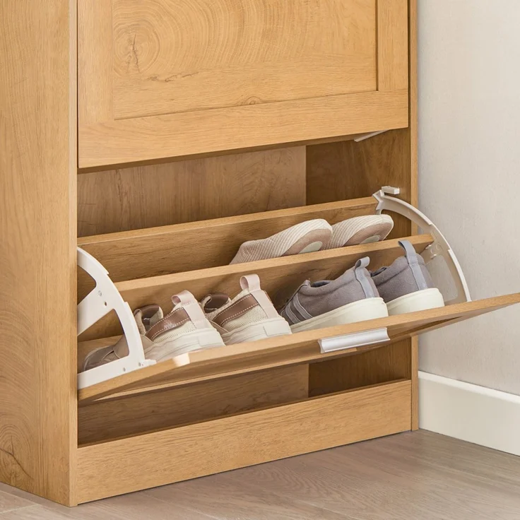 SoBuy FSR137-N Schuhschrank, MDF, Papierfurnier, Helle Eiche, 60 x 79 x 23 cm – Bild 4